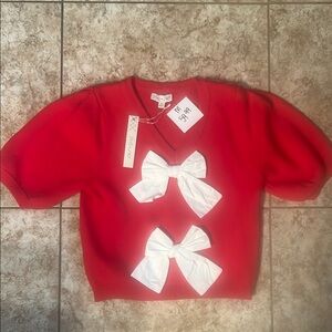 Red Sweater with White Bows